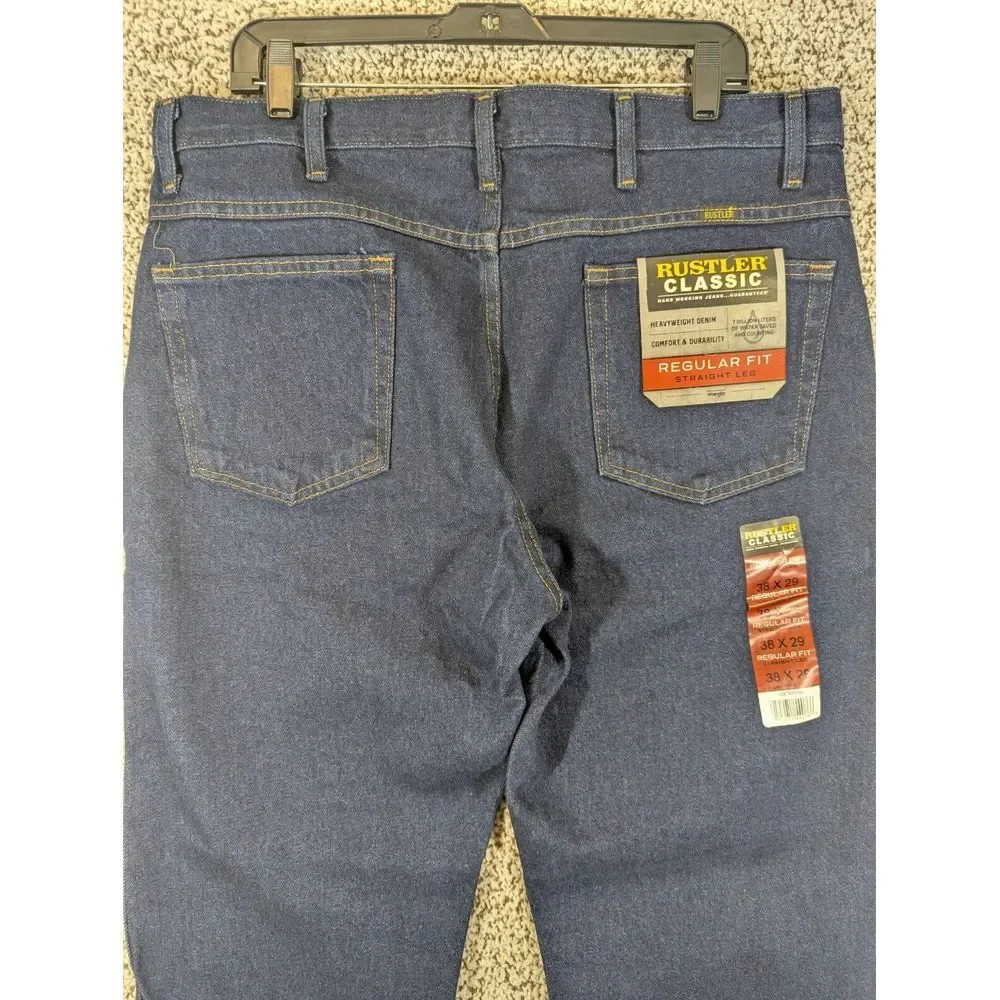 Brand‎ New Men's 38x29 Rustler by Wrangler Classic Regular Fit Strt. Leg Jeans